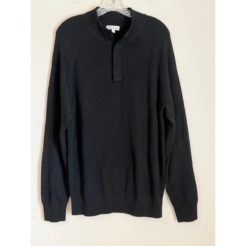 Peter Millar Crown Polo Sweater Thick‎ Quarter Magnet Closure Merino Wool Sz L